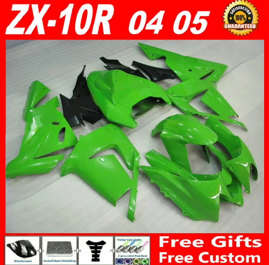 Комплект обтекателей для Kawasaki Ninja ZX10R 04 05 черно-зеленый комплект 2004 2005 GY58 |