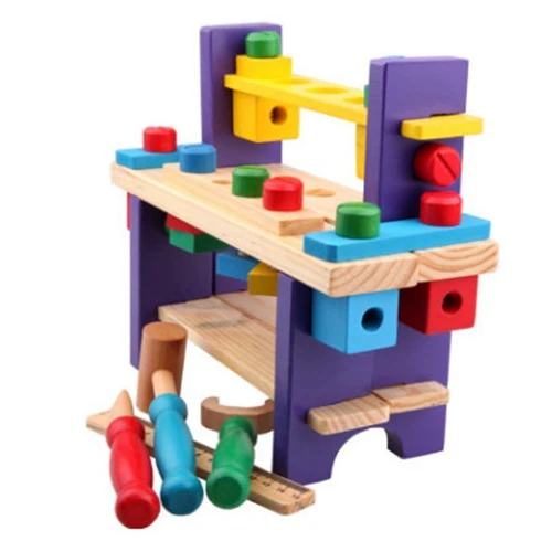 Baby Toys Kids Pretend play Multifunctional wrench Tool Set Maintenance Box Wooden Toy Baby Nut Combination educational toys