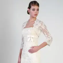 Белый цвет слоновой кости кружева шаль болеро Свадебный жакет Свадебный размер рукав 3/4