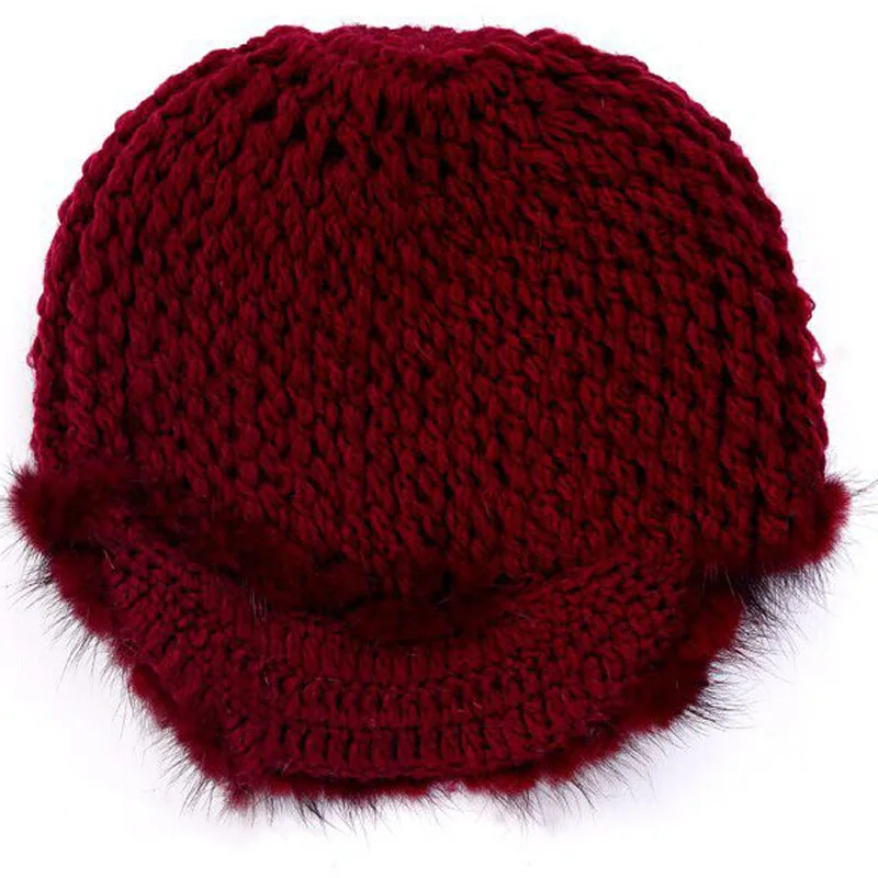 Женские кепки с козырьком из натурального меха Gorros feminino inverno, вязаная красная/черная Русская Шапка, женские шапки, зимняя женская шапка Sombreros mujer