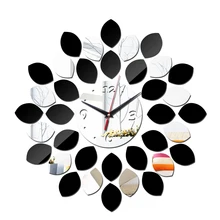 Топ Мода горячий большой черный Серебряный 3d акриловые настенные часы Современный дизайн Роскошные зеркальные часы кристалл