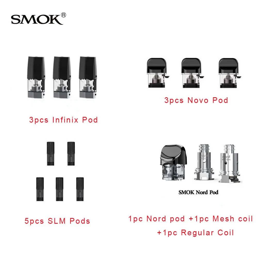 

Original SMOK Pod Cartridge Coils Mouthpiece Resistance Cartridge Atomizer Tank for Infinix / Novo / Nord / Slm Kit