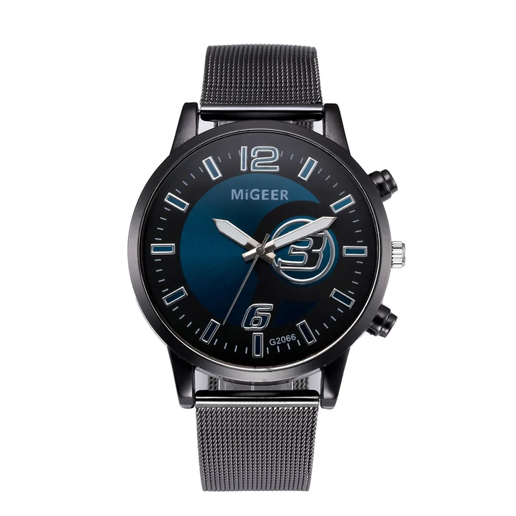 MIGEER Classic Men Watch Big Number Military Watch Leather Band Men's Analgo Quartz Wrist Watch Casual Sport Watches relogio