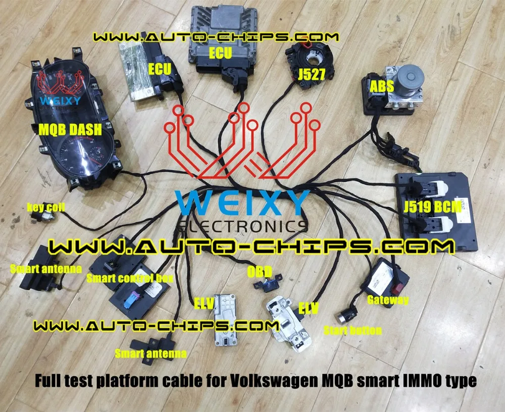 Full test platform cable for Volkswagen MQB smart IMMO type by WWW.AUTO-CHIPS.COM
