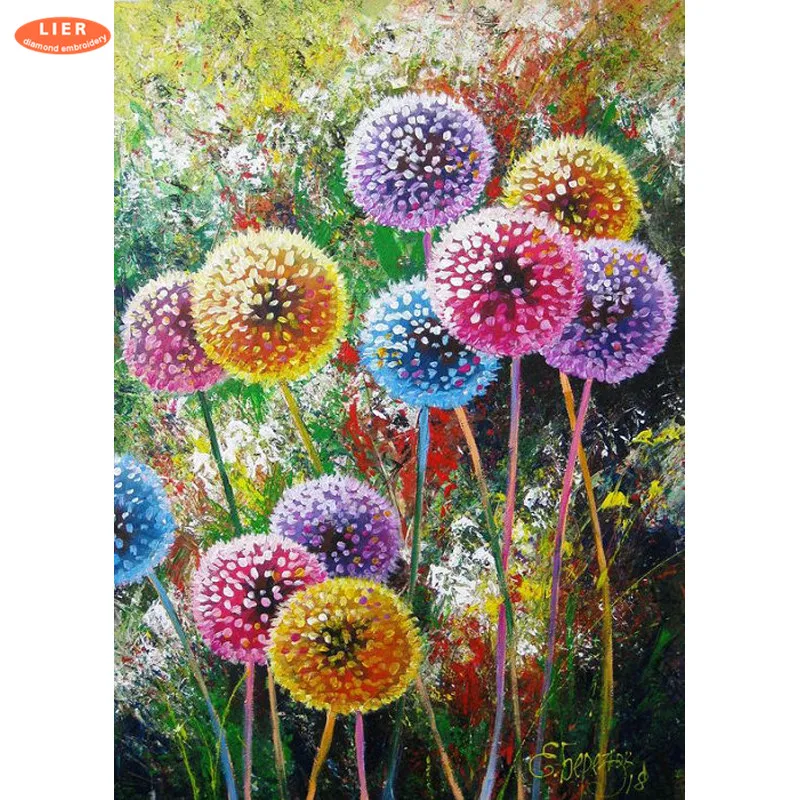 

LIER5D Diy Diamond Painting Flowers Handmade Cross Stitch Daimond Painting Diamond Embroidery Dandelion Mosaic Full square Drill
