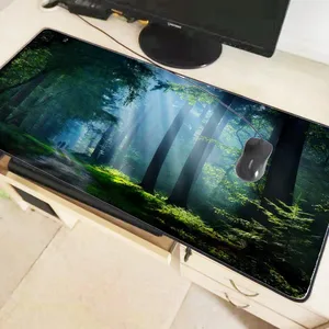 Image 2 - Mairuige Nature Blue Forest Snow  Large Mouse Pad  Gaming Mousepad Anti slip Natural Rubber Gaming Mouse Mat with Locking Edge