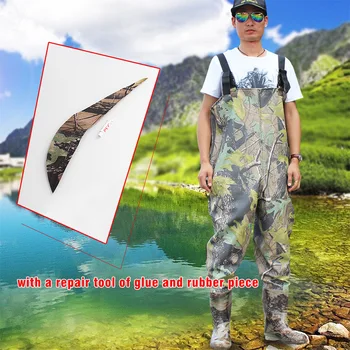 Half-length jumpsuits PVC waders thickened waterproof pants luya fly fishing