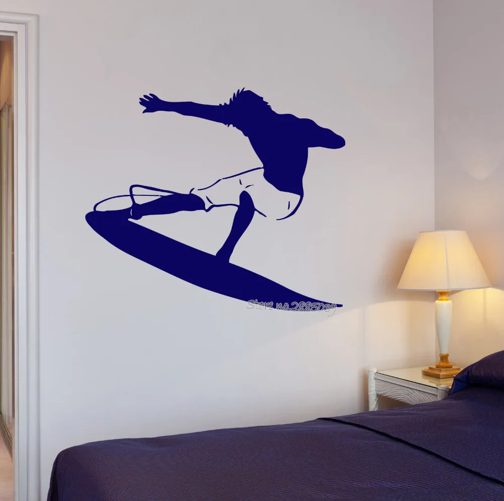 

Surfer Surfing Beach Boy Vinyl Wall Decal Teen Room Stickers Art Mural Wall Sticker Bedroom Decor Vinilos Parede Wallpaper LA577