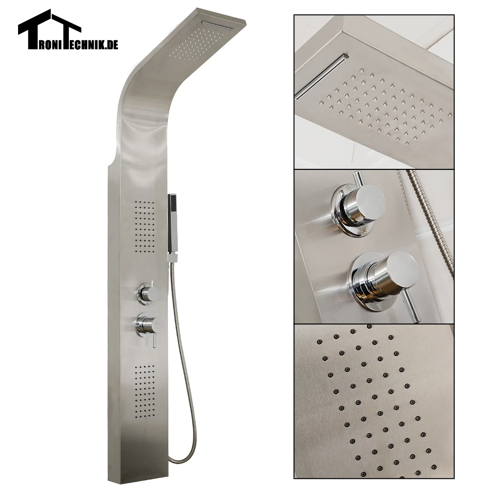 a 3 color Curved Bathroom Shower Panel Waterfall Body Jets Hand Held