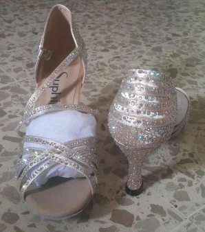 Suphini/Новая коллекция; Роскошные женские туфли из голубого атласа для латинских танцев; ; вечерние туфли для сальсы и Танго - Цвет: Pink 8.5cm heel