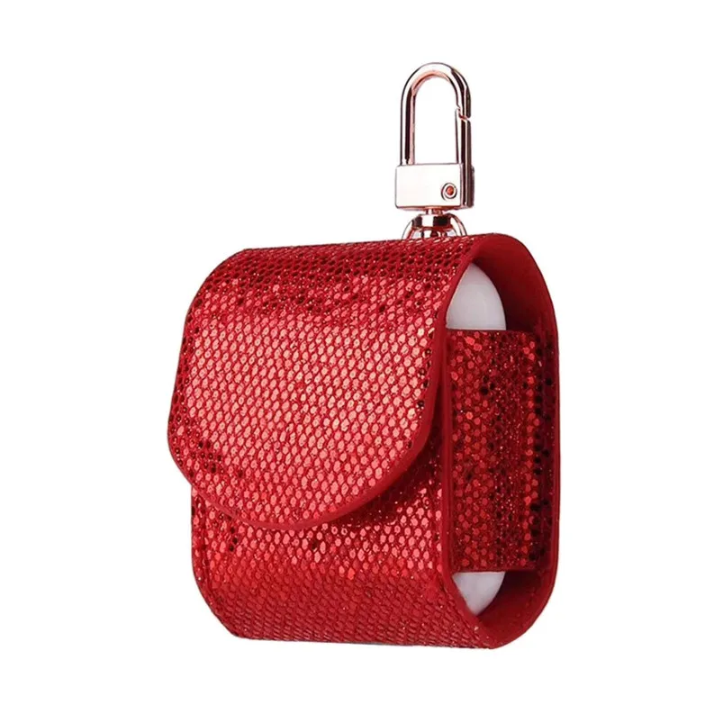 Headphone Bling Case For AirPods Case Magnetic Closure Leather Cover With Anti-lost Keychain Glitter 40MAY289