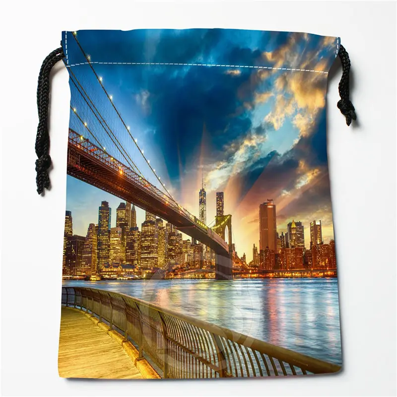 New New York City printed storage bag 27x35cm Satin drawstring bags Compression Type Bags Customize your