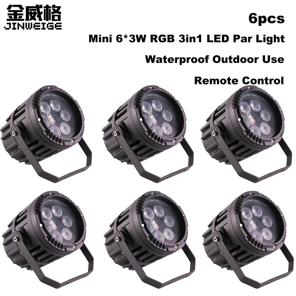 Free Shipping 6pcs/lot IP65 Mini 6*3W RGB 3in1 LED Par Light Remote Control Outdoor Use