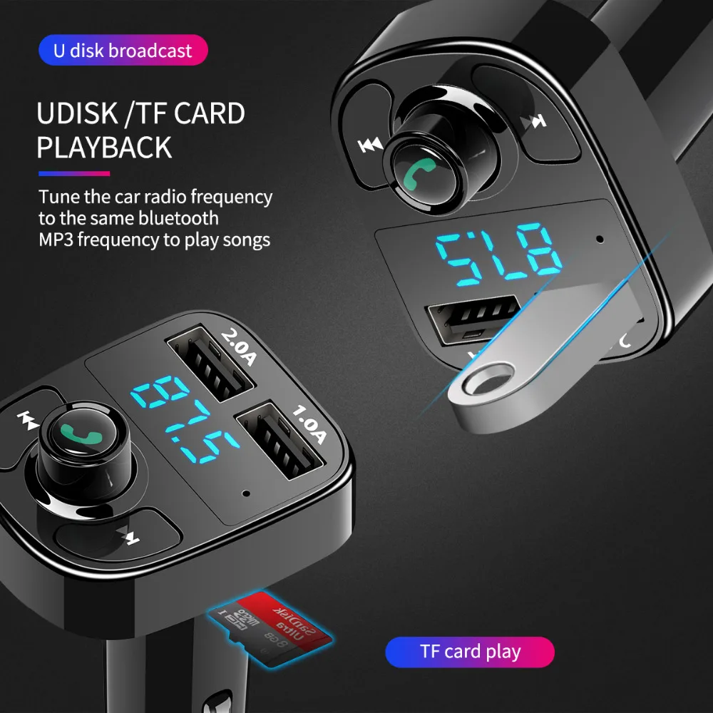 Многофункциональный автомобильный комплект Bluetooth беспроводной FM передатчик
