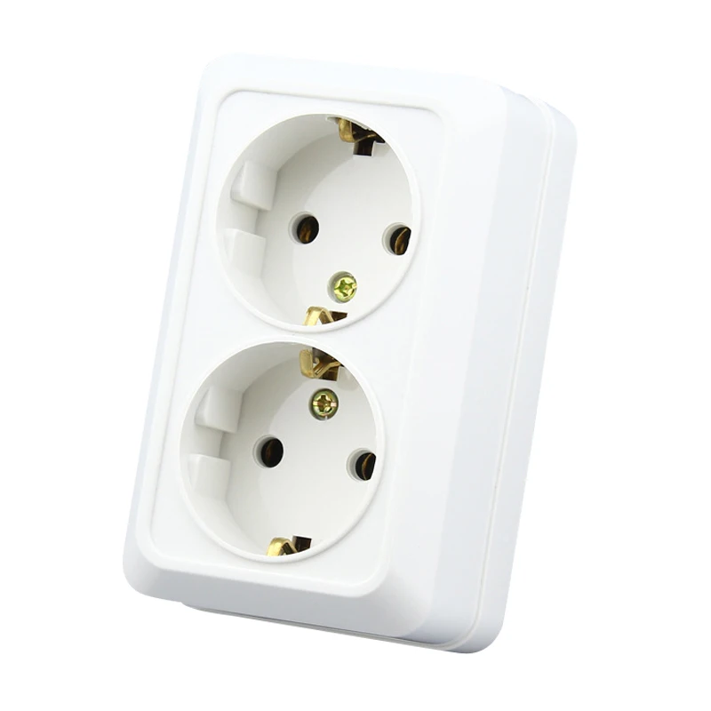 

White Panel 250V 16A EU Standard Wall Power Socket Two-mounted 16A Wall Outlet German Double socket P0