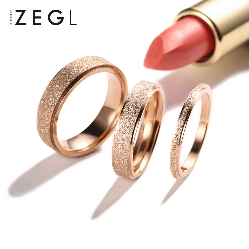 

ZEGL fashion frosted titanium steel ring ladies tail ring finger ring couple accessories