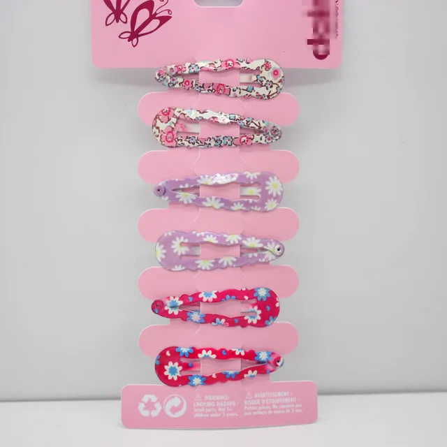 Wholesale printing hairpins print flowers barrettes snap hair clips wave metal hairgrips for