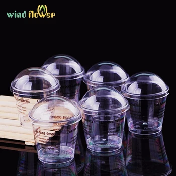 

Wind flower 7Pcs/lot pudding,mousse,cake cups,tiramisu,cup cake pot ice cream cup with covers plastic circular truncated cone