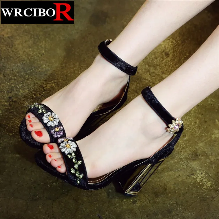 

Summer shoes woman sandals rhinestone high heels wedding shoes for women 2017 new fashion sexy womens peep toe pumps heels