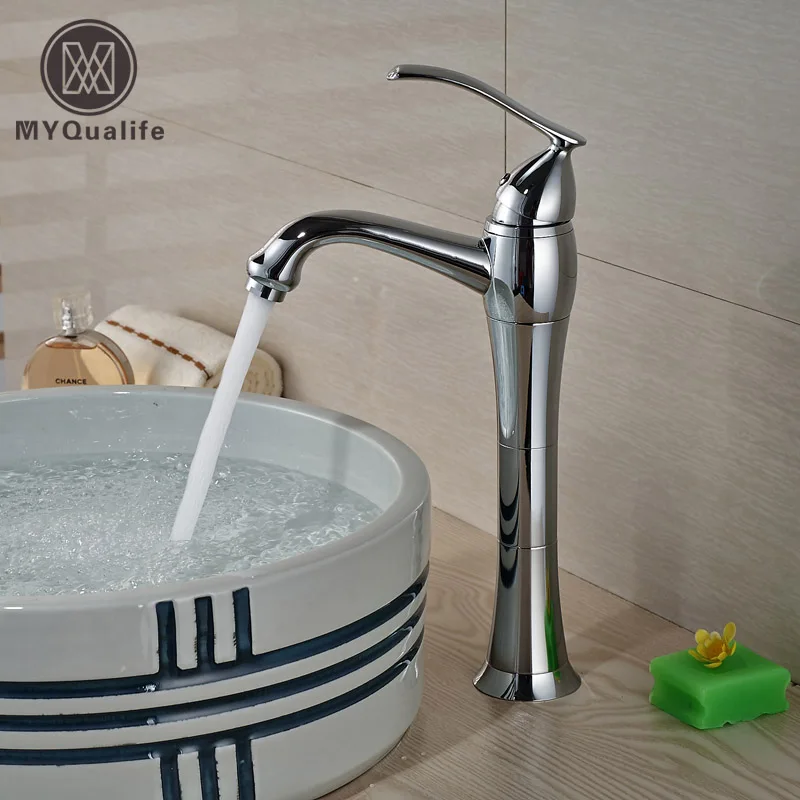 

Deck Mount Modern Single Handle Basin Vessel Sink Faucet One Handle Single Hole Mixer Taps in Chrome