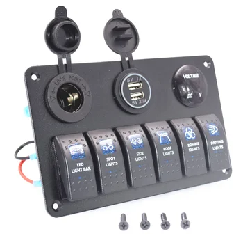 

Rocker Switch Panel 6 Gang Marine Boat Panel Waterproof Light Bar Panel