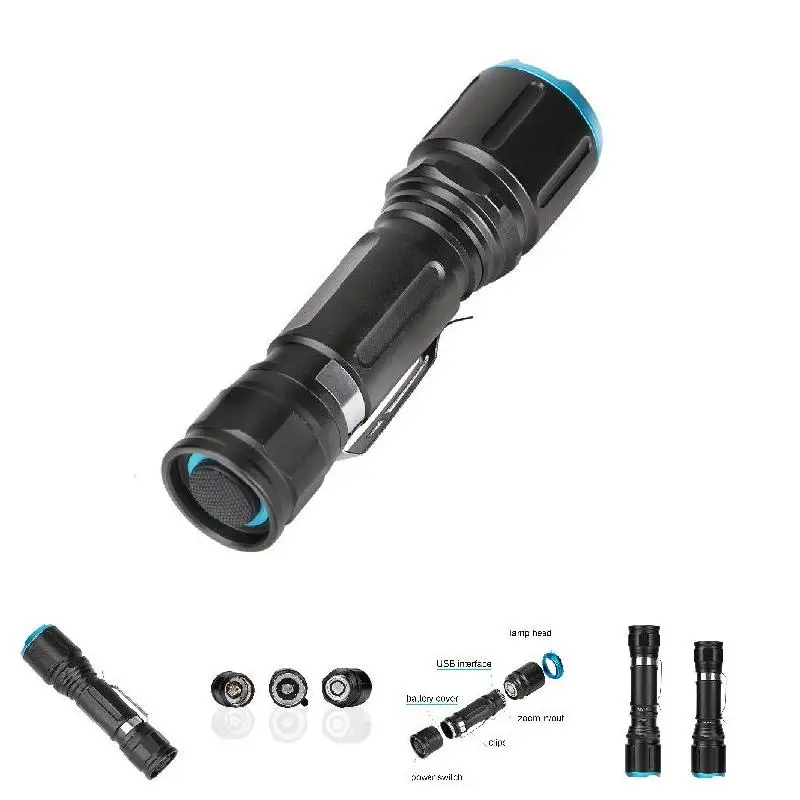 

Newly Portable USB Rechargeable LED Flashlight Lamp Torch Lantern Light with Clip for Camping Hiking BF88