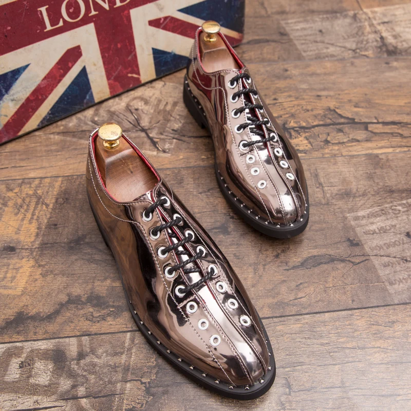 gold wedding men patent leather shoes italian pointed silver designer dress male footwear fashion brogue oxford shoes for men (25)