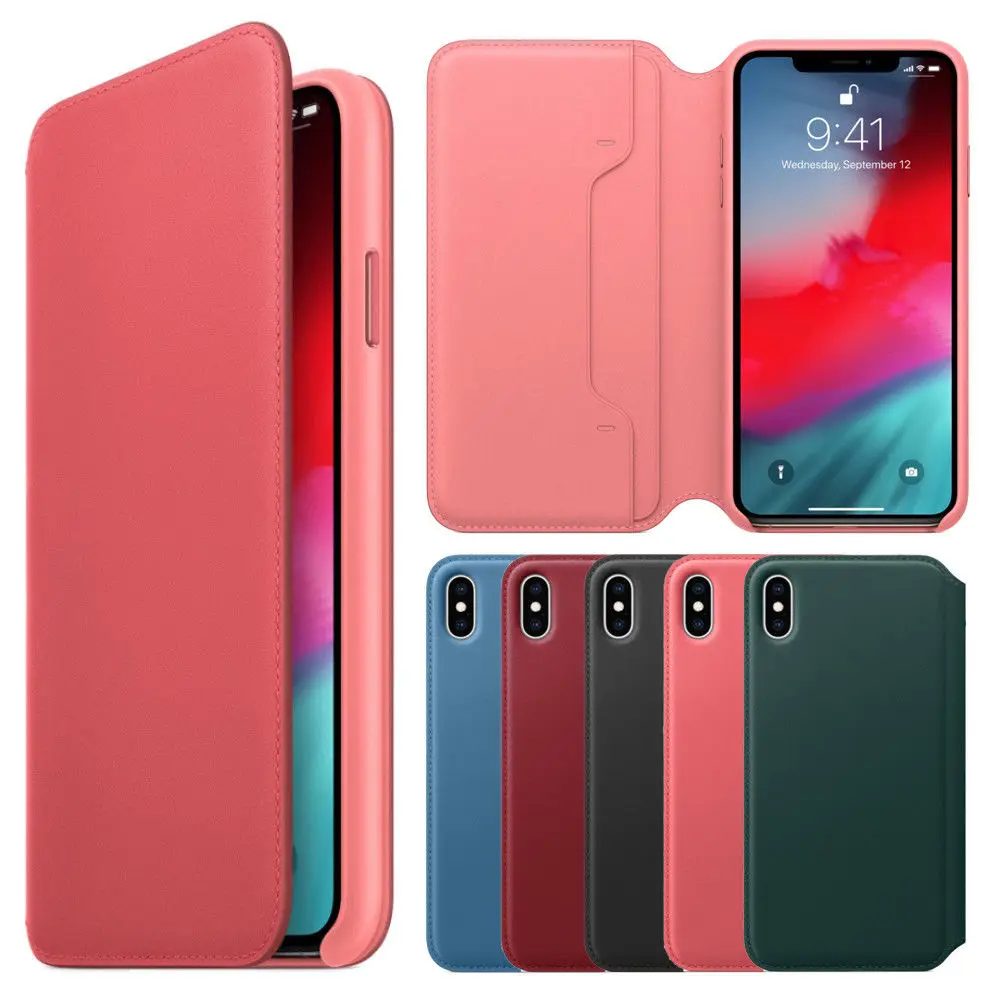 

Copy Original Offical Leather Folio Protective Cover Case for IPhone X XS Max XS Flip Wallet Case with Card Slot Retail Box 1:1