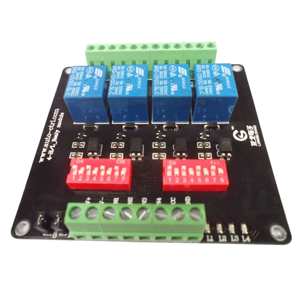 4-Channel 3V/5V/12V/24V Relay Board Module with Optocoupler High / Low Level