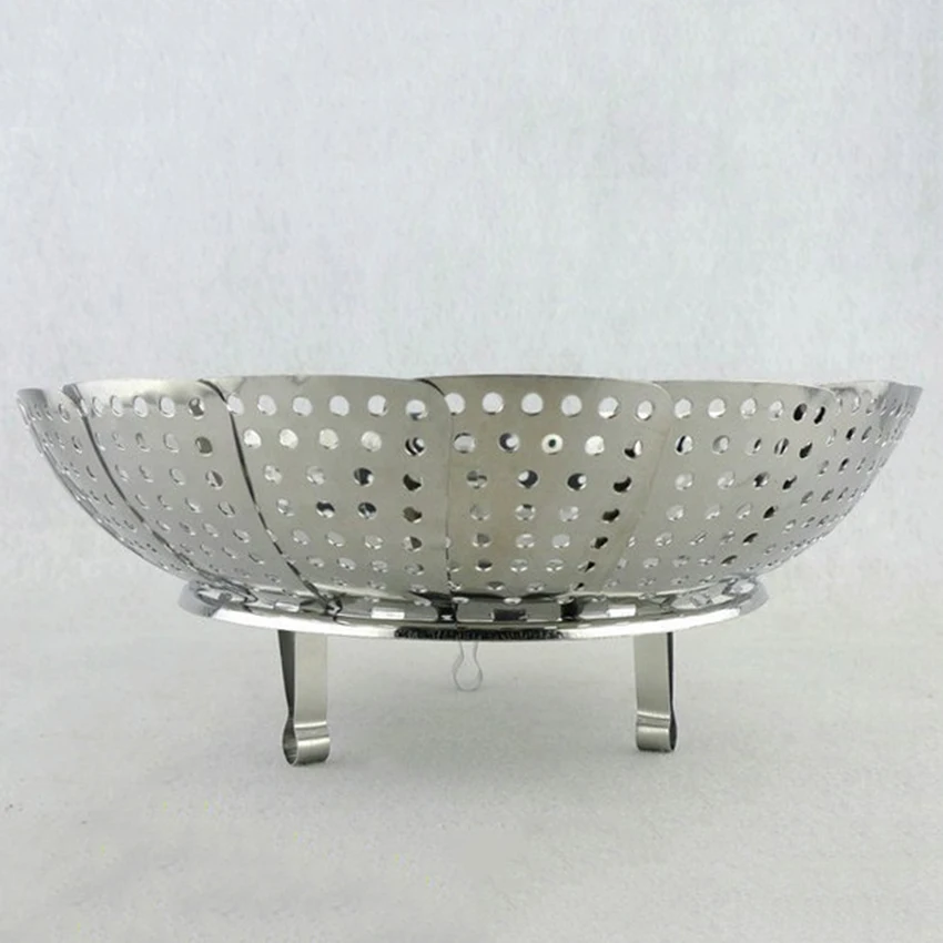

Stainless Folding Mesh Dish Vegetable Food Steamer Basket Bowl Cooker Strainer