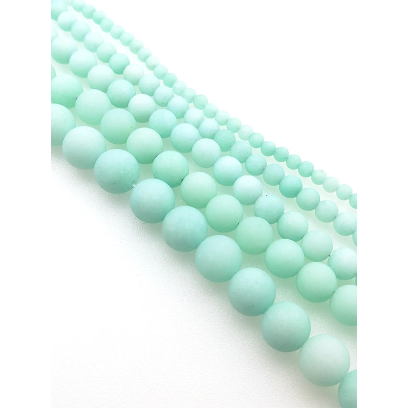 

Natural Blue Amazon Stones Matte Round Loose Beads 4/6/8/10/12mm for DIY Jewelry Making bracelet necklace drop ear Accessories