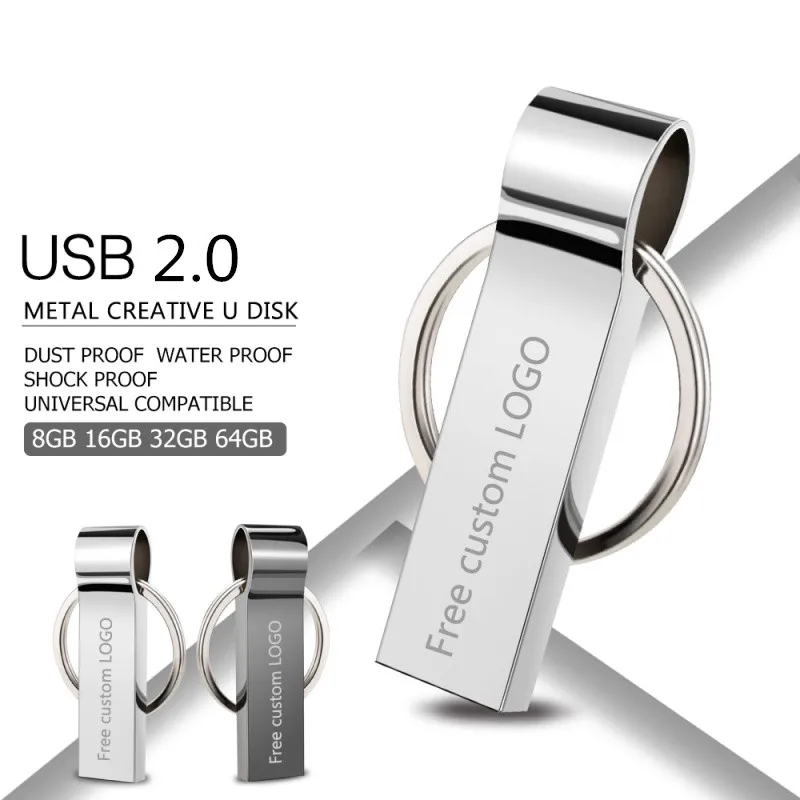 Флеш-накопитель 64 ГБ, водонепроницаемый USB 2,0, Металлический Высокоскоростной флеш-накопитель 128 ГБ, 16 ГБ, 8 ГБ, 4 Гб, USB флеш-накопитель 32 ГБ, usb флешка, бесплатный логотип на заказ