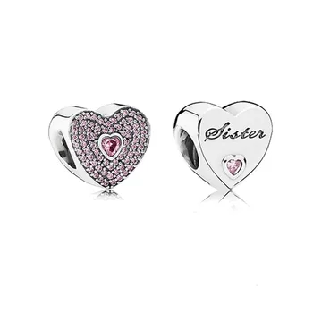 

100% 925 Sterling Silver Jewelry Heart Bead Fit Brand Original Charm Bracelet Women DIY Europe Style 2 Pcs Wholesale Price