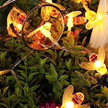 

Solar String LED Lights Honey Bee Fairy String Lights Powered Garden Bulbs