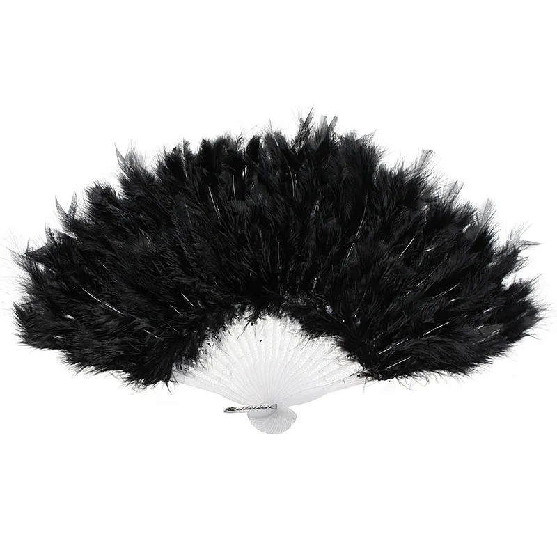 

handmade Feather Fan For Dance Props Hand Goose Feather Folding Fan home decoration Wedding Wonderful Colorful Feather