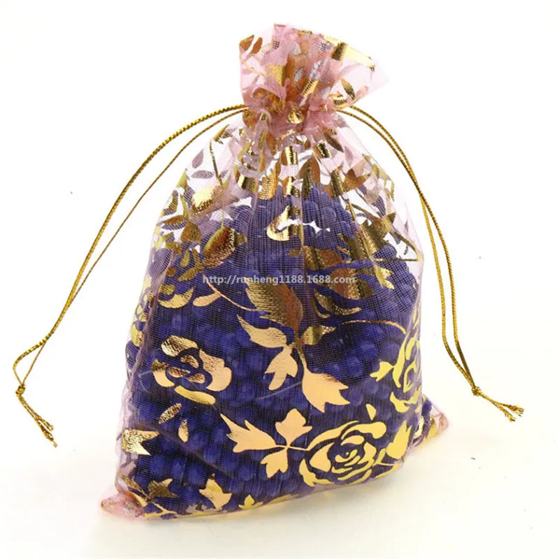 100 шт. бронзового цвета розы подарок из органзы сумки конфеты 13x18 см тянущаяся Органза Прозрачная марлевая основа Чехлы bagsJewelry упаковка 5ZSH335