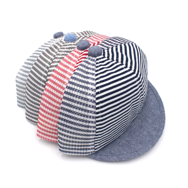 Модная полосатая детская шляпа; летняя хлопковая кепка для маленьких мальчиков; регулируемые детские шапочки для девочек 6-18 месяцев; 1 шт