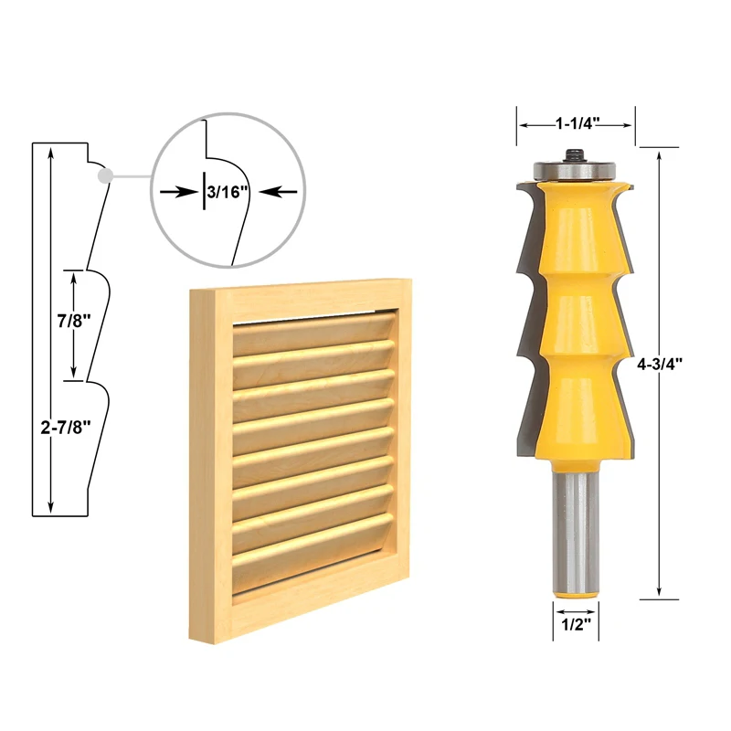 

1pcs Louver Shutter Style Router Bit - 1/2" Shank