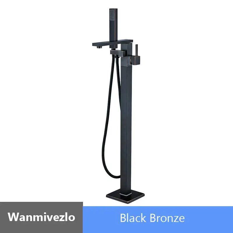 Ванной кран, закрепленный на полу смеситель с одной ручкой Смеситель кран 360 регулятор струи с ручной душ abs ванны смеситель для душа - Цвет: Black Bronze