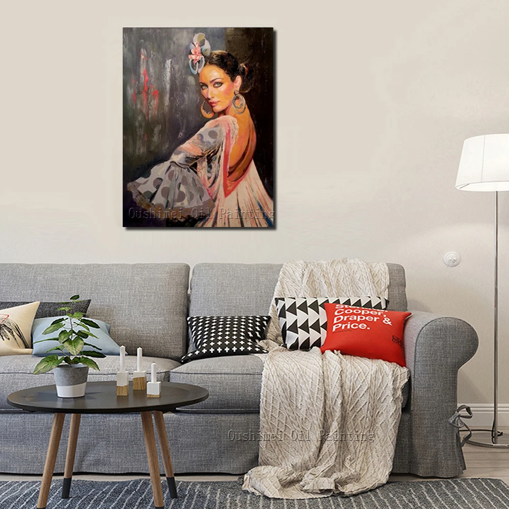 Профессиональный поставщик художника высокого качества холст для рукоделия испанская картина с танцовщицей Танцовщица фламенко Впечатление картина маслом, изображающая фигуру