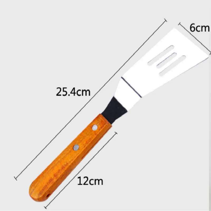 Нержавеющая сталь лопаточка для барбекю деревянная ручка высокая термостойкость лопаточка для барбекю s с фильтром