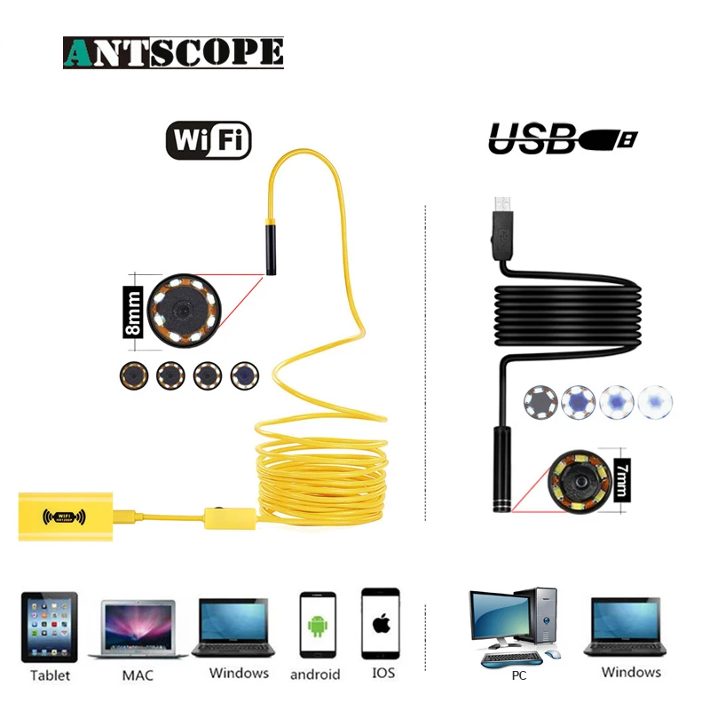Antscope Yellow 1200P HD 8mm Wifi Endoscope Camera Black 7mm Usb Inspection Endoscope Waterproof Endoscopic Camera for Mobile 30 Antscope Yellow 1200P HD 8mm Wifi Endoscope Camera Black 7mm Usb Inspection Endoscope Waterproof Endoscopic Camera for Mobile 30