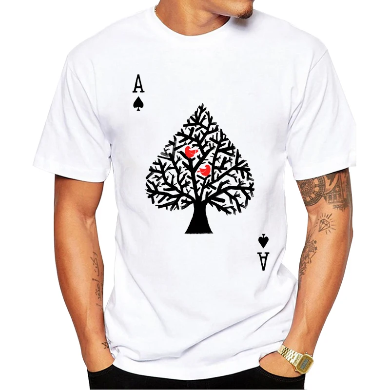 

2019 Hot fashion Men t-shirt summer latest printed design Ace of spade t-shirt High quality white tops funny poker t-shirt