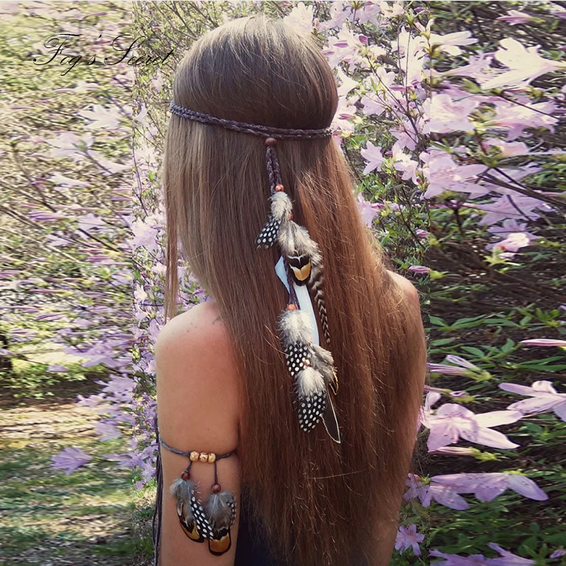 

Bird Feather Hairwear For Women Hair accessories Bohemian Exotic Hand Made Weaving For Bride Wedding hairbands hair clips