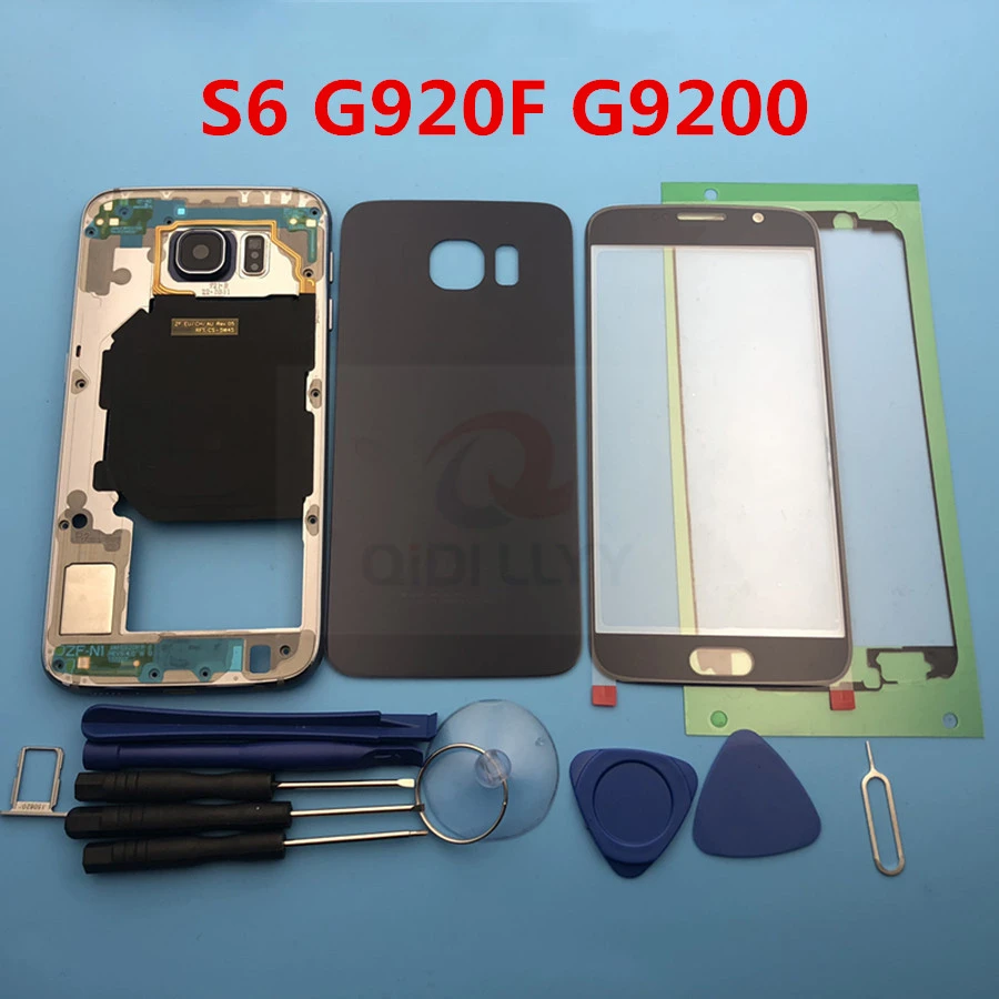 Carcasa completa S6 para Samsung Galaxy S6 G920F cubierta de batería + marco medio + Lente de Cristal frontal|Marcos y carcasas para teléfonos móviles| - AliExpress