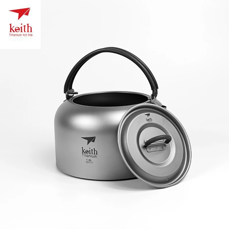 

Keith 1000ML Titanium Camping Kettle Outdoor Coffee Kettle Camping Tableware Travel Tableware Outdoor Picnic Set Ti3901