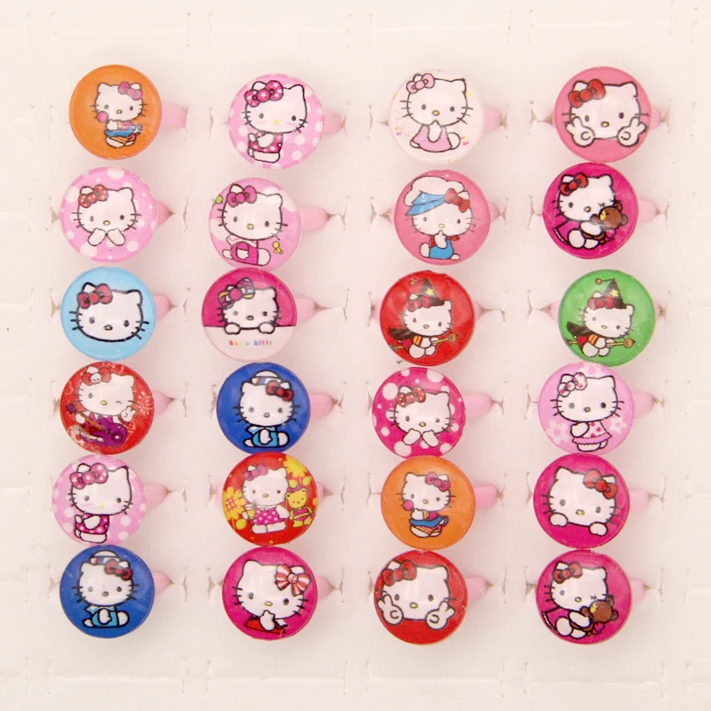 20 шт. детское кольцо Hello Kitty мультяшное пластиковое ювелирное изделие из