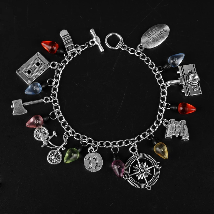 

Fashion Movie Jewelry Stranger Thing Charm Bracelet With Christmas Tree Lights Chain Bracelets Wristlet Bangles-25