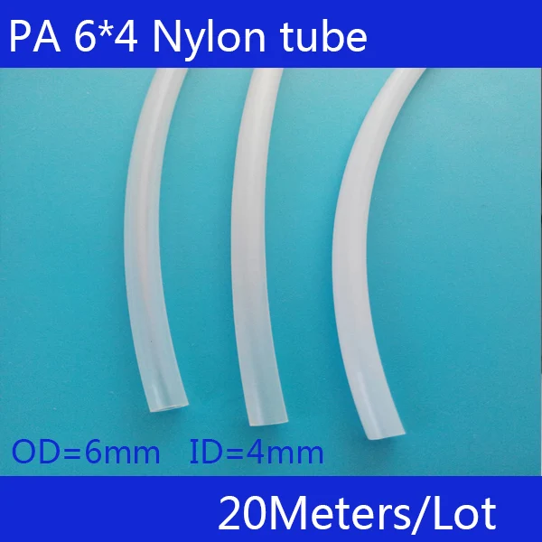 Free shipping 20 metri/lotto Tubo di Nylon PA6X4mm OD 6mm ID 4mm Plastica Flessibile Tubo PolyamideTube