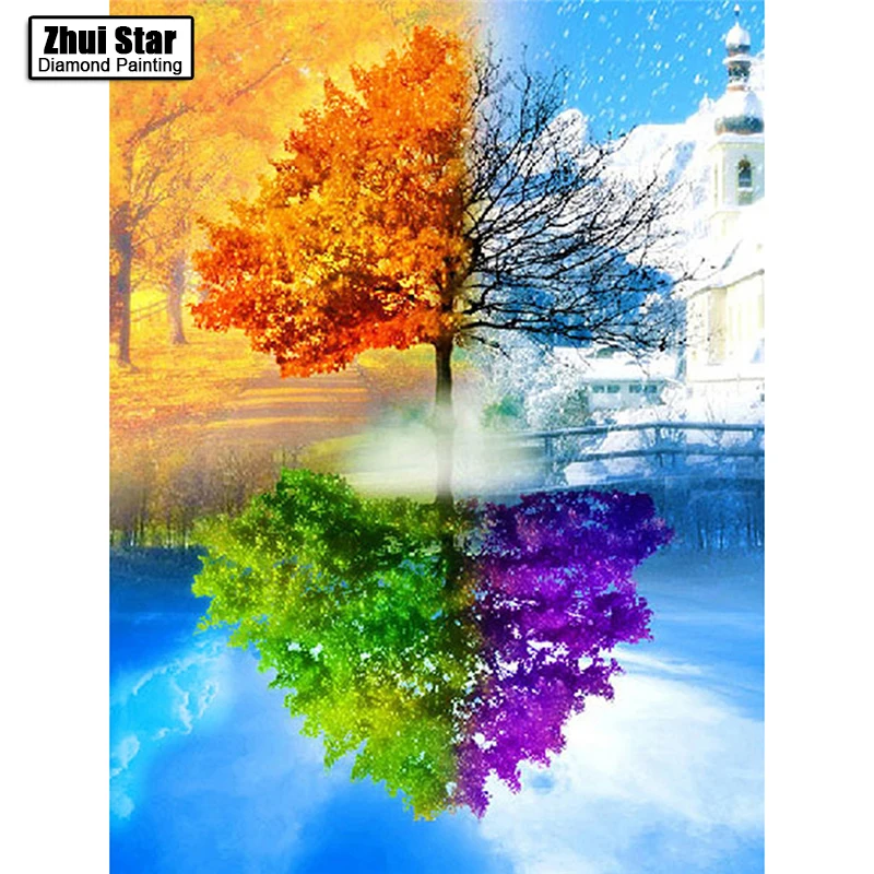 

100% Full DIY 5D Diamond Painting Seasons Tree Cross Stitch Diamond Embroidery Patterns rhinestones Diamond Mosaic ZS